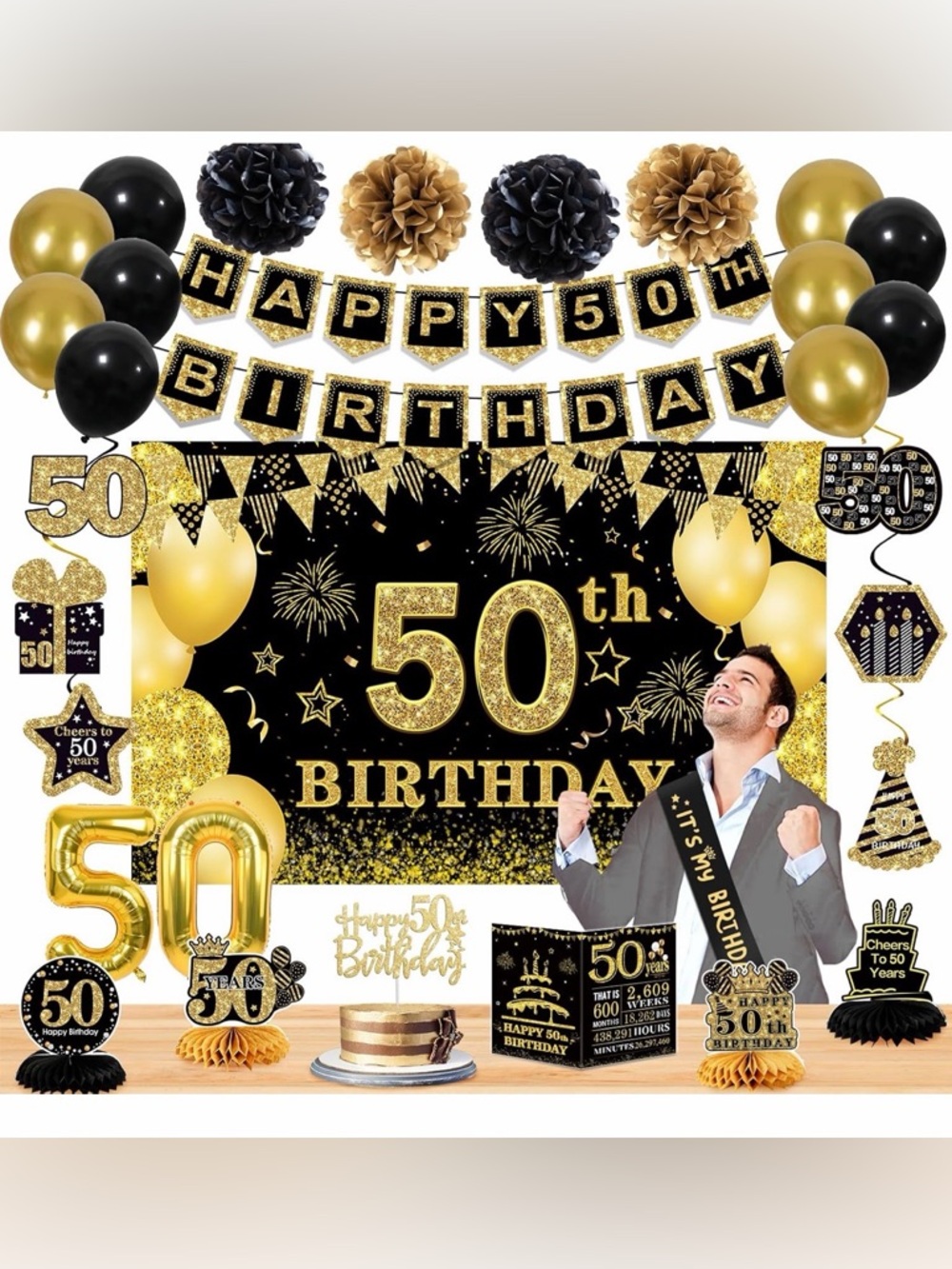 💜32PCS 50th birthday party decorations for men and women